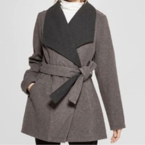 NWOT A New Day Women's Gray Fleece Wrap Two-tone Jacket Coat Size Small